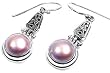 Sterling Silver Pink Mother of Pearl Earrings - Size: 25mm
