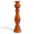 EXP Handmade Wooden Candleholder With Natural Finish and Delicate Leaf Pattern
