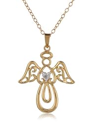 DiAura 14k Gold Plated Sterling Silver Diamond-Accent Angel Pendant Necklace