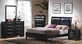 4pc California King Size Platform Bedroom Set in Black Finish