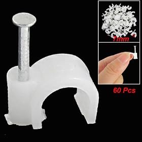 60 Pcs 9/32" Circle Cable Clips Wall Fastener w Nail: Home Improvement