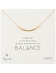 Dogeared "Black and Gold" Balance Tube Bar Gold Plated Silver Necklace, 18"