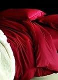 4-pc Beautiful Burgundy Silk Quilt Duvet Cover Bedding Set Full / Queen Siz ....