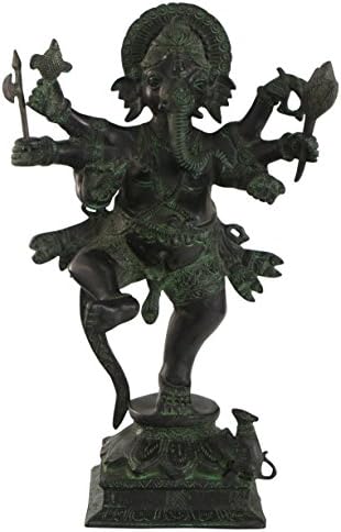 Metal Dancing Ganesha Statue with Antique Finish