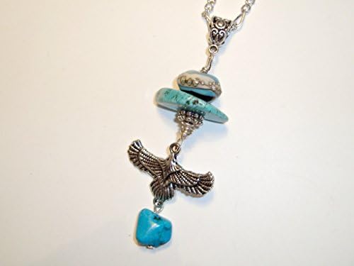 Let's Fly Away Silver Tone Bird with Turquoise and Artisan Glass Bead by LuDesignsJewelry