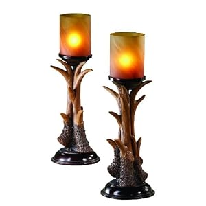 Accents and Occasion Lodge Style Antler Candle Lamp, 16-3 4-Inch Tall by Accents & Occasions