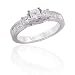 3 Diamond Princess Cut Ring 1 ct. in 14K White Gold