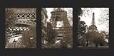 Eiffel Tower Triptych by Francisco Fernandez. Size 19.75 X 39.25 Art Poster Print on Canvas