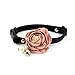 PetFavorites Peony Flower Cat Dog Collar Bow Tie - Suede Puppy Necklace with Bell Pearl - Chihuahua Yorkie Clothes Costume Outfits Accessory, Adjustable & Handmade (Pink, Size M)