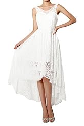 V-neck Natural   Waistline Lace-Up Asymmetric Wedding Party Dress 
