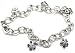 Sapphires and Diamonds Set in Flower Style Charms in Cable Bracelet 18k White Gold 7.5