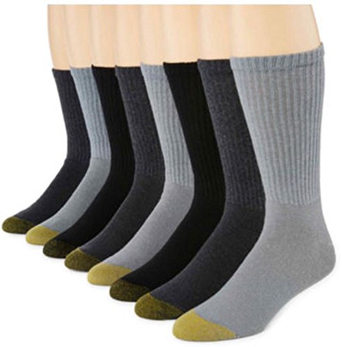 Gold Toe Men's Premier 6-pair Crew Athletic Socks + 2 Extra Pairs (Multi Greys) ...