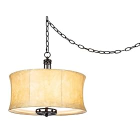 Faux Leather Shade Swag Plug-In Style Pendant