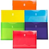 JAM Paper&reg; Plastic Expansion Envelope Folders w/ VELCRO&reg; Brand Closure - Letter Size Booklet (9 3/4" x 1" x 11 1/2") - Assorted Colors - 6 Envelopes per Pack