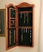 Wall-Mounted Curved Top Jewelry Cabinet with Mirror - Oak Finish