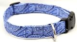 Light Blue Paisley Large Designer Dog Collar