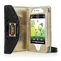 Hot Sale Luxury Designer Patent Leather Case Cover Wallet Pouch Hand Bag Purse Clutch For Apple iPhone 4 4G 4S (Black Python)