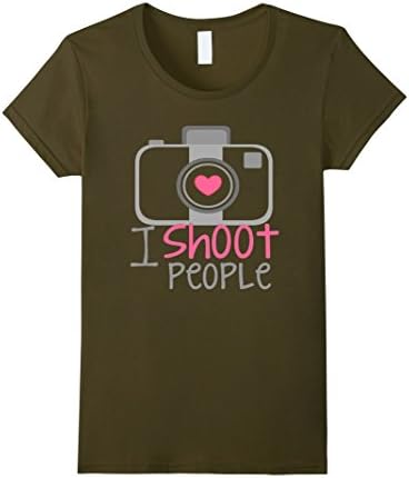 Women's i shoot people t shirt Small Olive