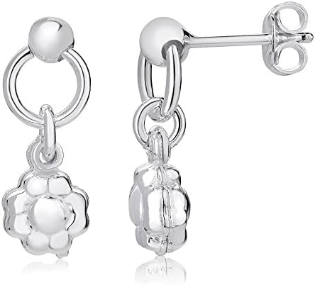 Queen Jewelers Sterling Silver Dangling Flower Earrings