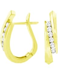 1.00 CT TW Channel-Set Diamond Earrings in 18k Yellow Gold