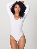 American Apparel Cotton Spandex Jersey Double U-Neck Long Sleeve Bodysuit