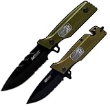 Mtech Rangers Fixed Blade and Folder Combo Knife Set (Green/Black)