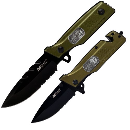 MTECH USA Rangers Fixed Blade and Folder Combo Knife Set Green/Black