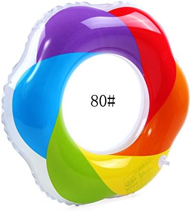 Colorful swimming ring Adult thicken inflatable life buoy Children's Armpit lifebuoy Increase swimming laps (color mixing, 80cm)