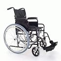 Folding self propelled metallic black steel wheelchair 18" x 16" seat