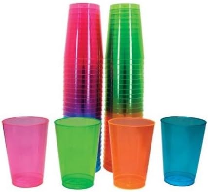 2 Pack - Party Essentials Hard Plastic 10-ounce Party Cups and Tumblers, Assorted Neon, 50-count
