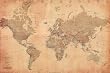 World Map (Vintage Style) Art Poster Print - 24x36 Poster Print, 36x24 Collections Poster Print, 36x24