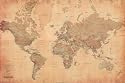 World Map (Vintage Style) Art Poster Print - 24x36 Poster Print, 36x24 Collections Poster Print, 36x24