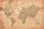 World Map (Vintage Style) Art Poster Print - 24x36 Poster Print, 36x24 Collections Poster Print, 36x24