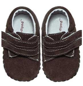 Pediped Ethan Dark Chocolate Brown Suede Baby Boys Shoes, Small (6-12 Months)