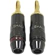 GLS Audio Black Chrome Series "Generation 4" Gold Connector Banana Plugs Banana Clips - 20 Pack (10 Reds & 10 Blacks).