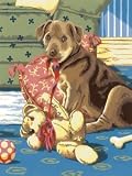 JUNIOR SMALL PAINT BY NUMBER KIT 8-3/4 X 11-3/4-PUPPY WITH TEDDYBEAR