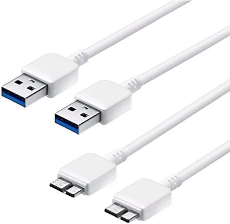 SideTech Super Speed USB 3.0 Type A to Micro-B Note 3 Cable in WHITE (3 FEET, SHIPPED ON SAME BUSINESS DAY) (3 FT Note 3 Cable x 2)
