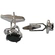 Gifts for Dads Sterling Silver Onyx Gemstone Cufflinks Set (cflng163)