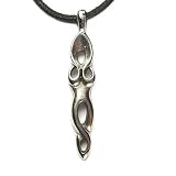 Goddess of Inner Peace for Well Being, Pewter Pendant with Black Corded Necklace