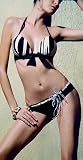 Sexy Black and White Zebra Bikini with Bead Belt Swimsuit S M L