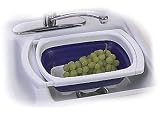 Progressive International 6 Quart Collapsible Over-the Sink Colander, Blue and White