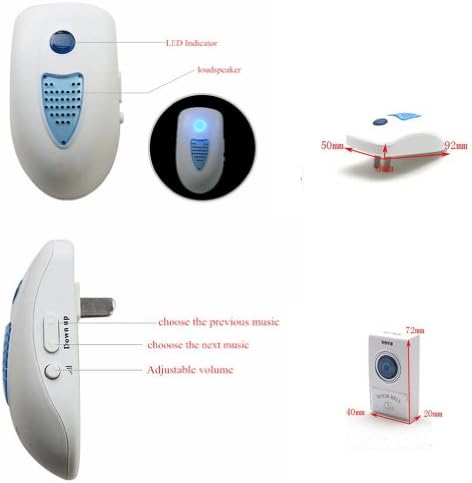 Generic 2 Plug-in Cordless Wireless Digital Doorbell with Battery (White)