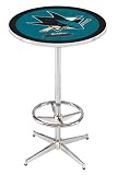 36" San Jose Sharks Counter Height Pub Table - Chrome Base with Footrest