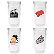 At the Movies 12 oz Slimline Insulated Beverage Tumblers Set, Clear (4 designs)
