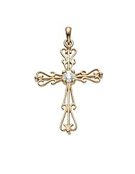 18K Yellow Gold Diamond Cross Pendant - 0.33 Ct. -- LIFETIME WARRANTY
