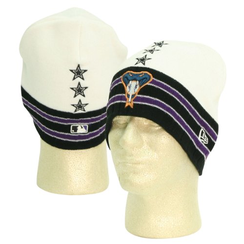 Arizona Diamondbacks 3-Star Winter Knit Beanie - White / Navy