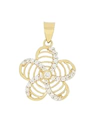 14k Yellow Gold, Fancy Hawaiian Flower Lei Design Pendant Charm Lab Created Gems