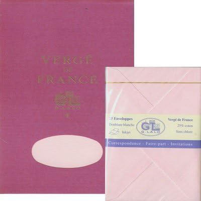 G Lalo Pink Rose Writing Tablet with Matching Envelopes by Verge de France