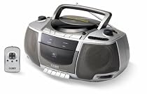 COBY CX-CD250 Portable CD Cassette Recorder with AM/FM Radio & Remote Control