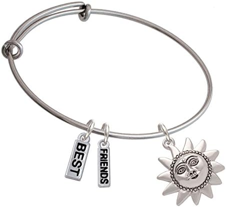 Medium Sun Face with Beaded Edging Best Friend Expandable Bangle Bracelet